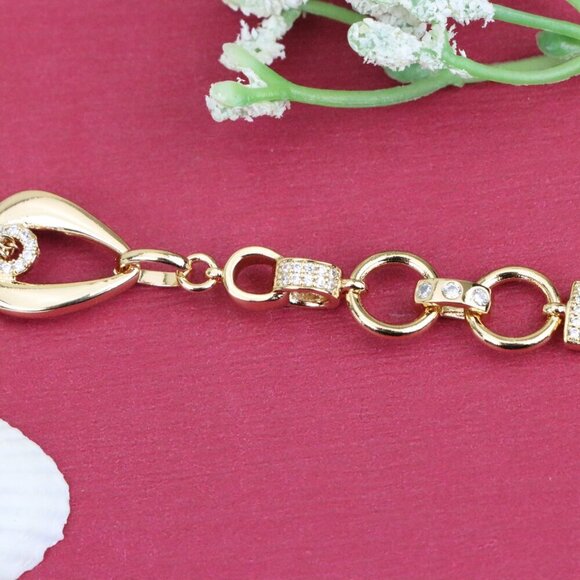 "Sparkling Rose Gold Bracelet with Elegant Round & Chain Link Detail, XPBL0909 - Picture 12 of 13